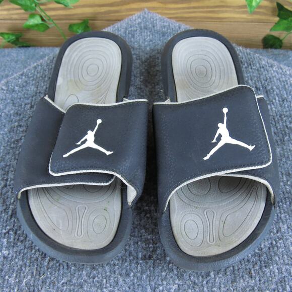 Jordan Slide Hydro 6 Boys‎ Y 7 Medium Sandal Black Synthetic Hook & Loop - Picture 2 of 7